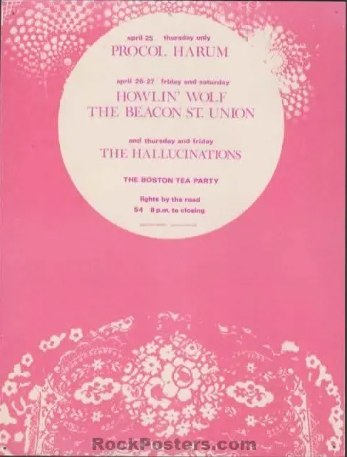 Auction - Procol Harum - Howlin' Wolf - Boston Tea Party - 1968 Handbill - Excellent 1