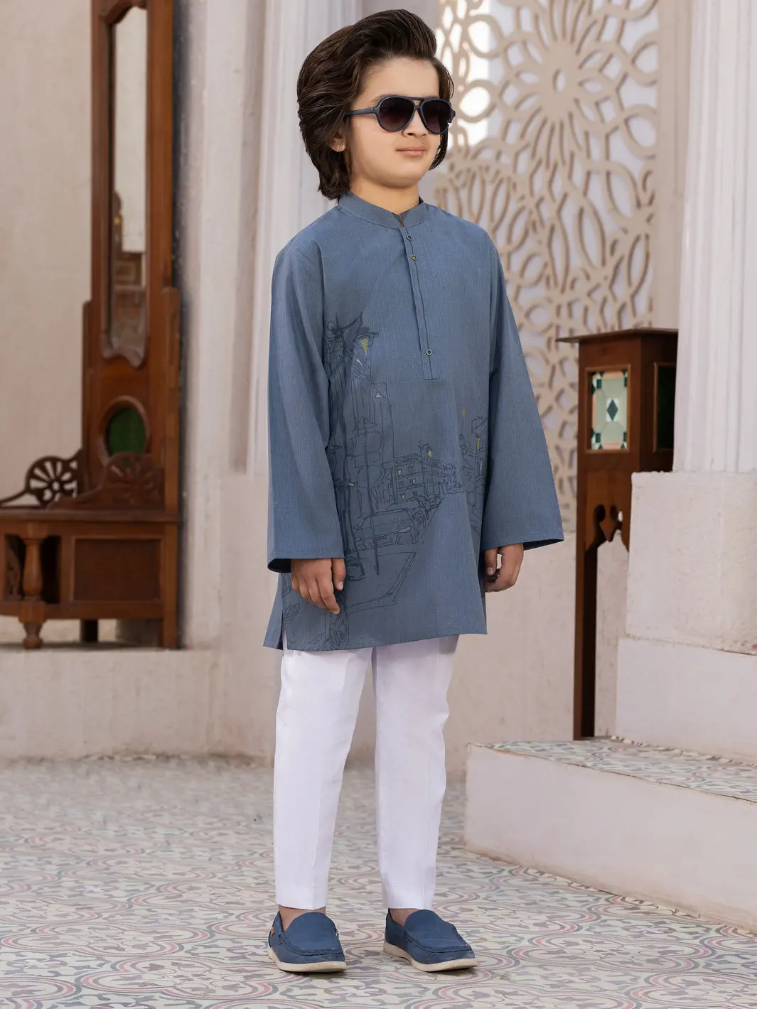 Grey Blended Kurta - Alby-K-007 1