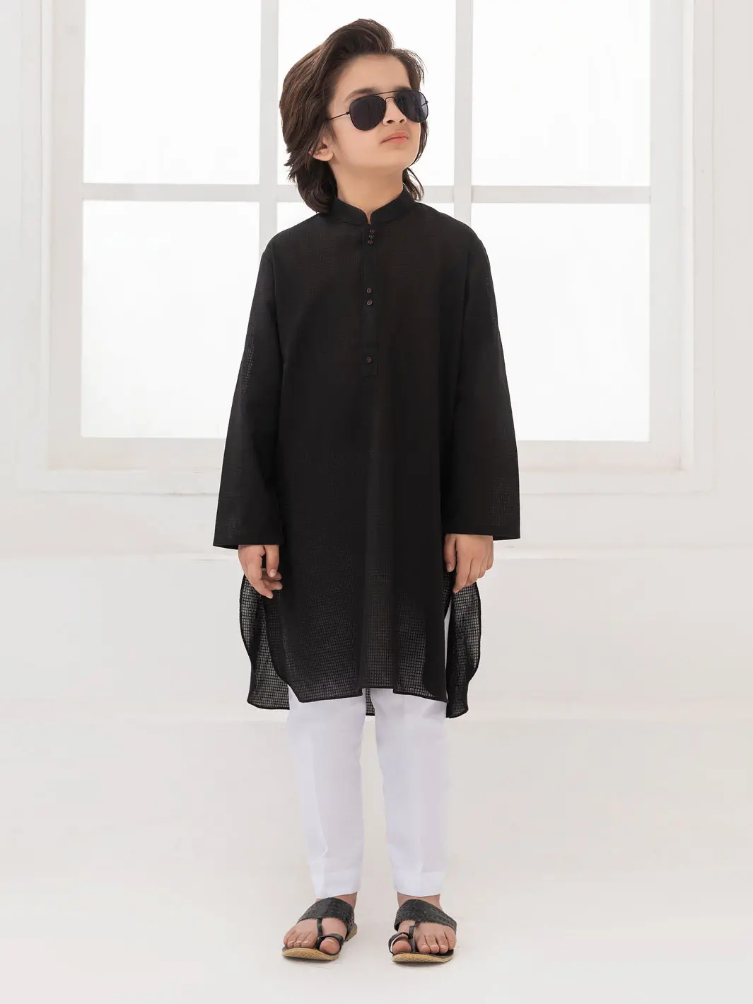 Black Blended Kurta - Alby-K-013 1
