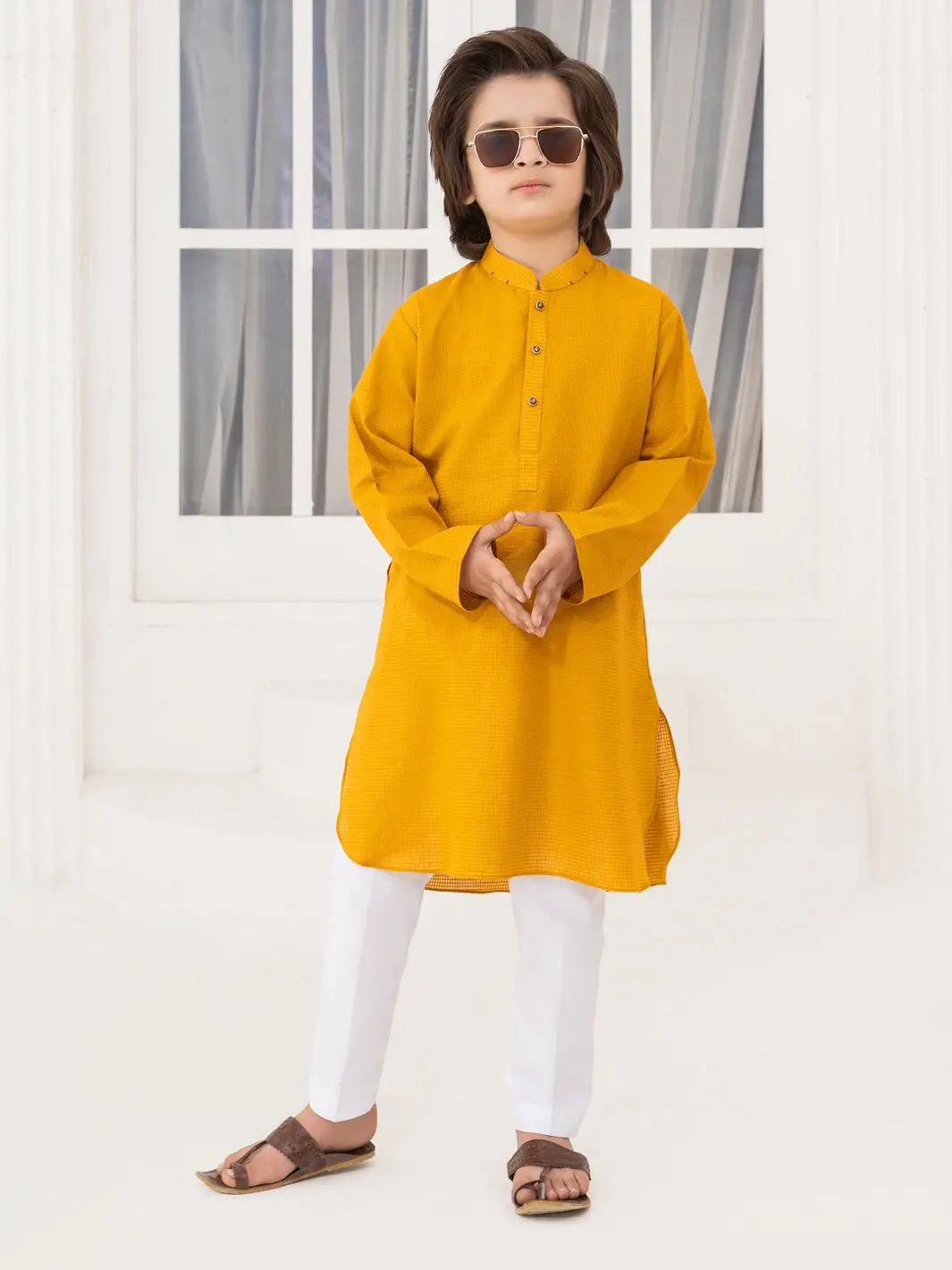 Mustard Blended Kurta - Alby-K-014 1