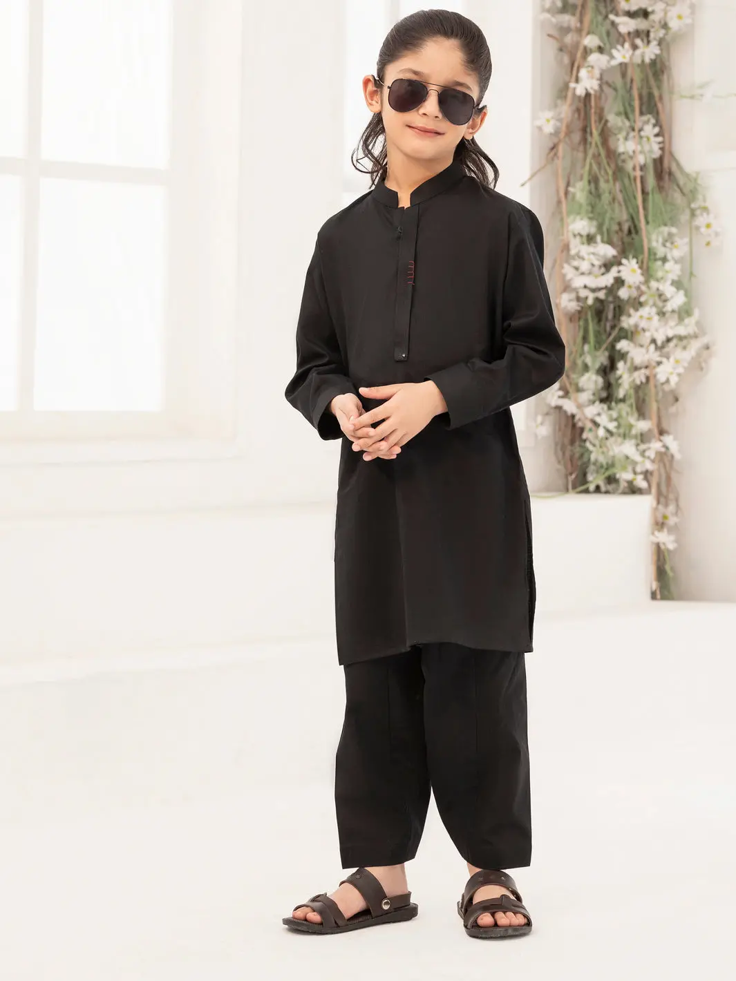 Black Blended Kameez Shalwar - Alby-Ks-011 1