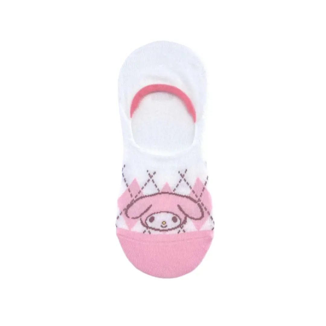 Sanrio Characters Checkered No-Show Socks (1 Pair)(My Melody) 1