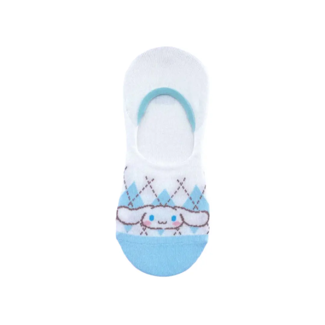 Sanrio Characters Checkered No-Show Socks (1 Pair)(Cinnamoroll) 1