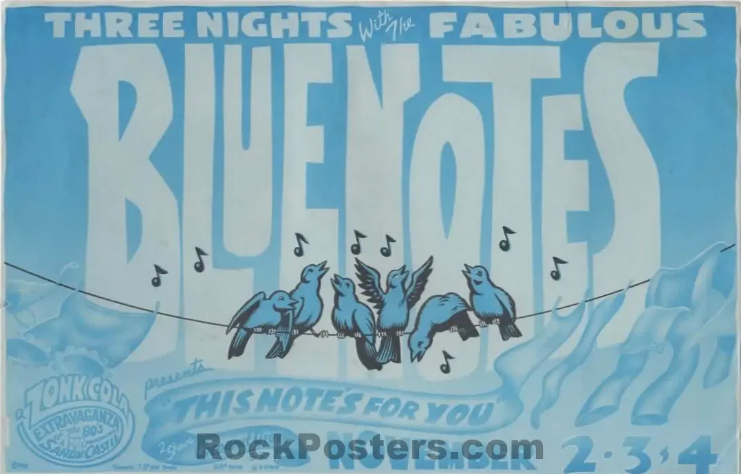 Auction - Neil Young - Fabulous Blue Notes - Santa Cruz - 1987 Handbill - Excellent 1