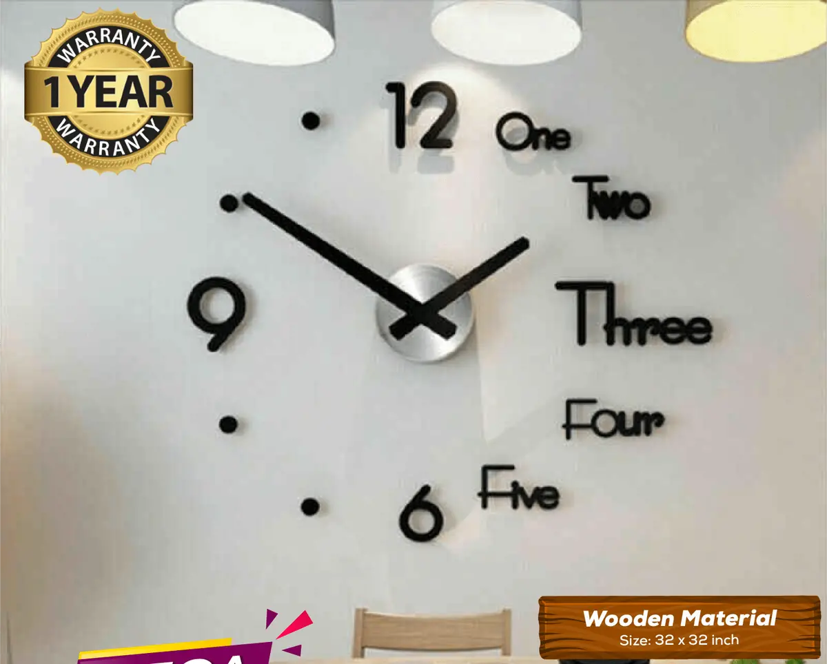 Large Size Wooden Diy Clock With 12 Inches Needles 1