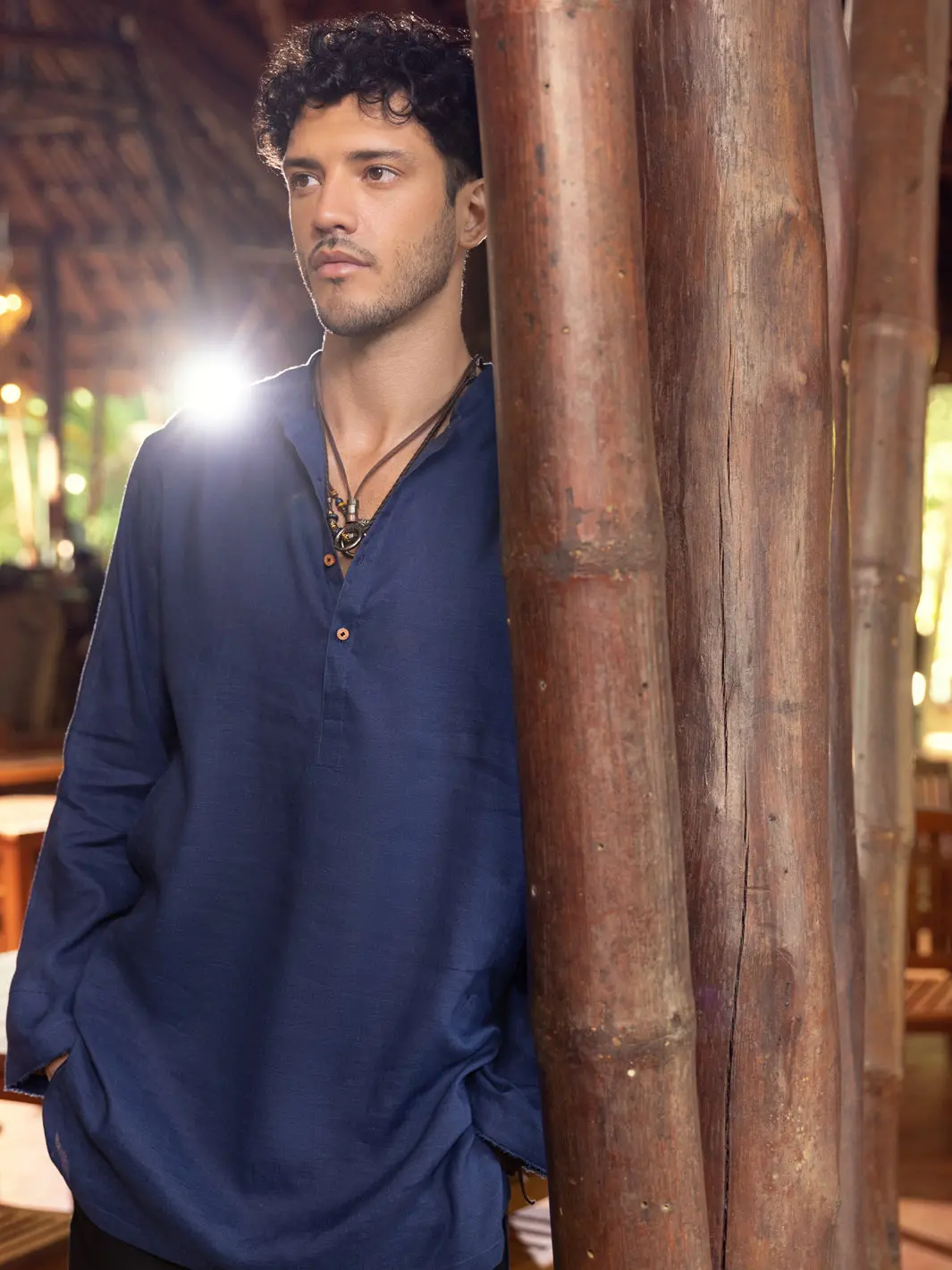 Blue Linen Short Kurta - Alcr-K-029 2