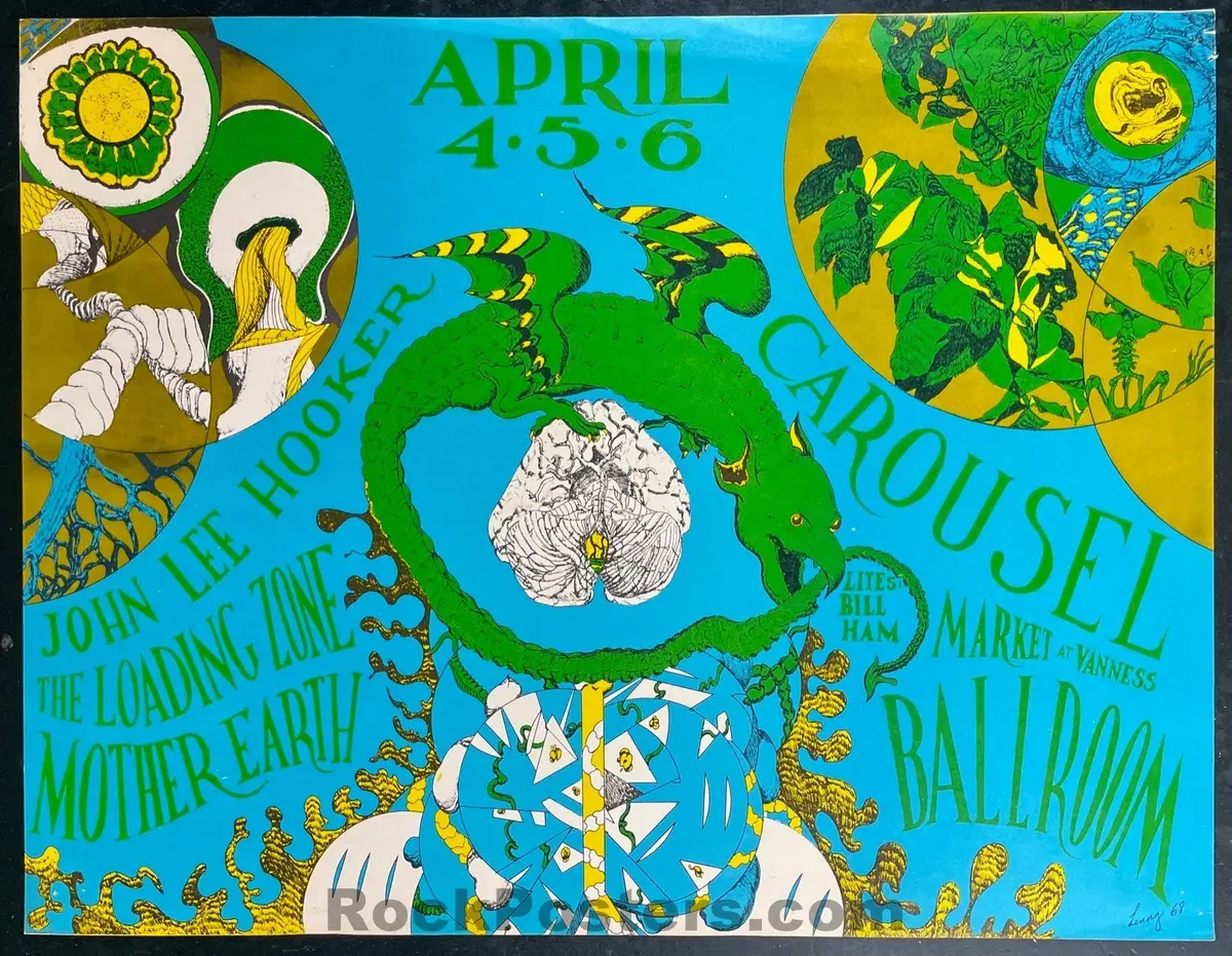 Auction - John Lee Hooker - Carousel Ballroom -  1968 Concert Poster - Very Good 1