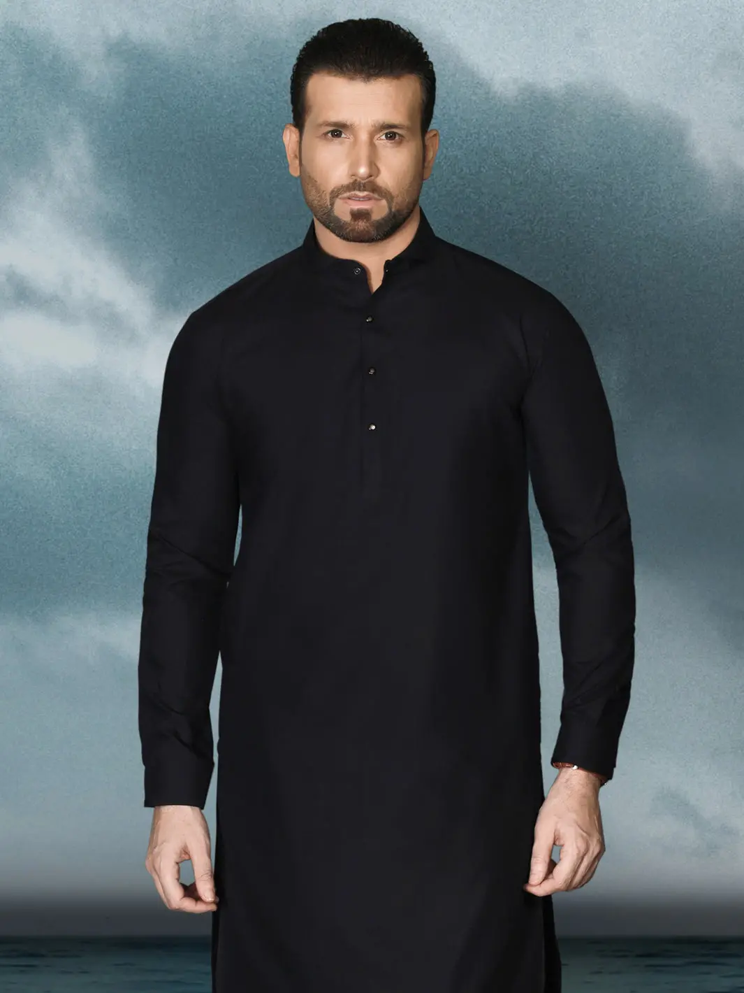 Charcoal Grey Blended Men Unstitched Fabric - Al-Nizam-22 1