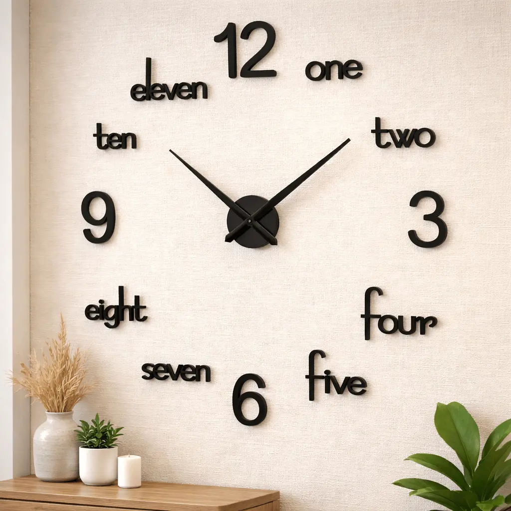 Large Size Wooden Diy Clock With 12 Inches Needles 1
