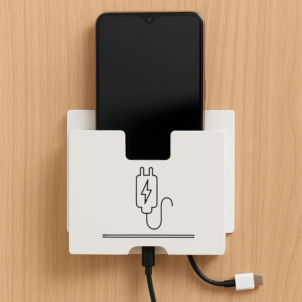 Wall Mount Acrylic Mobile Phone Charger Holder 1
