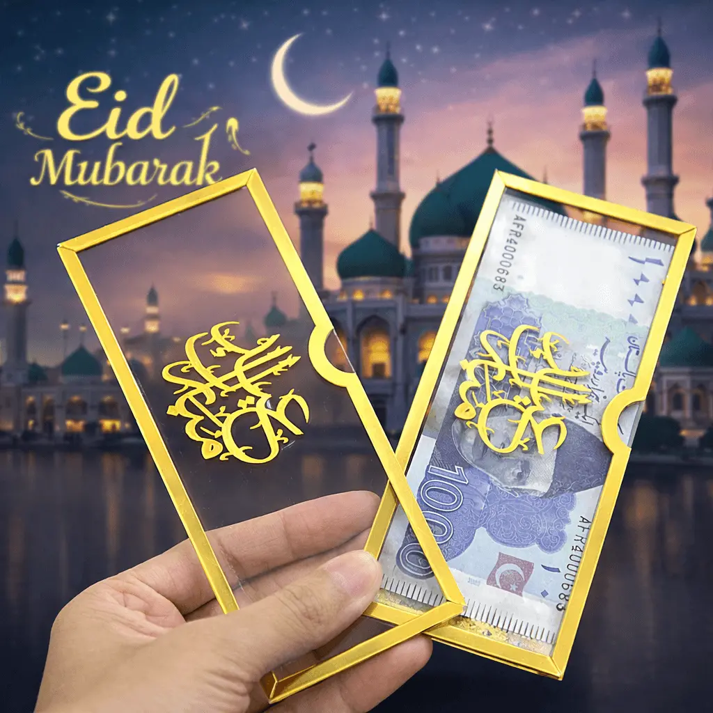 1 Piece Acrylic Eidi Envelope| Eidi Envelope For Kids| Kids Eid Mubarak Eidi Envelopes-Smp01 2