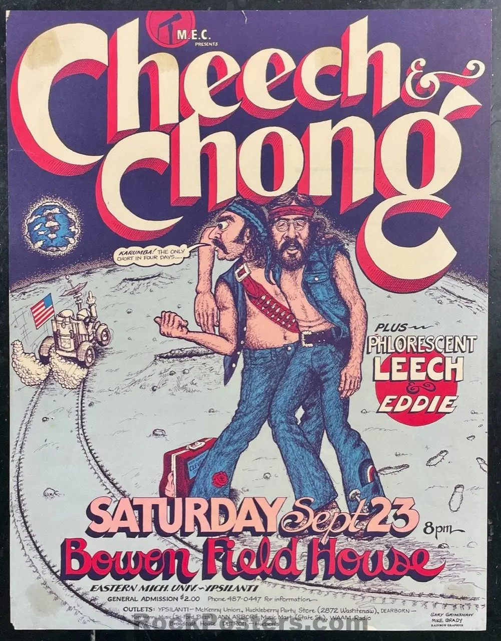 Auction - Cheech & Chong - Gary Grimshaw - Ypsilanti Mi - 1972 Poster - Excellent 1