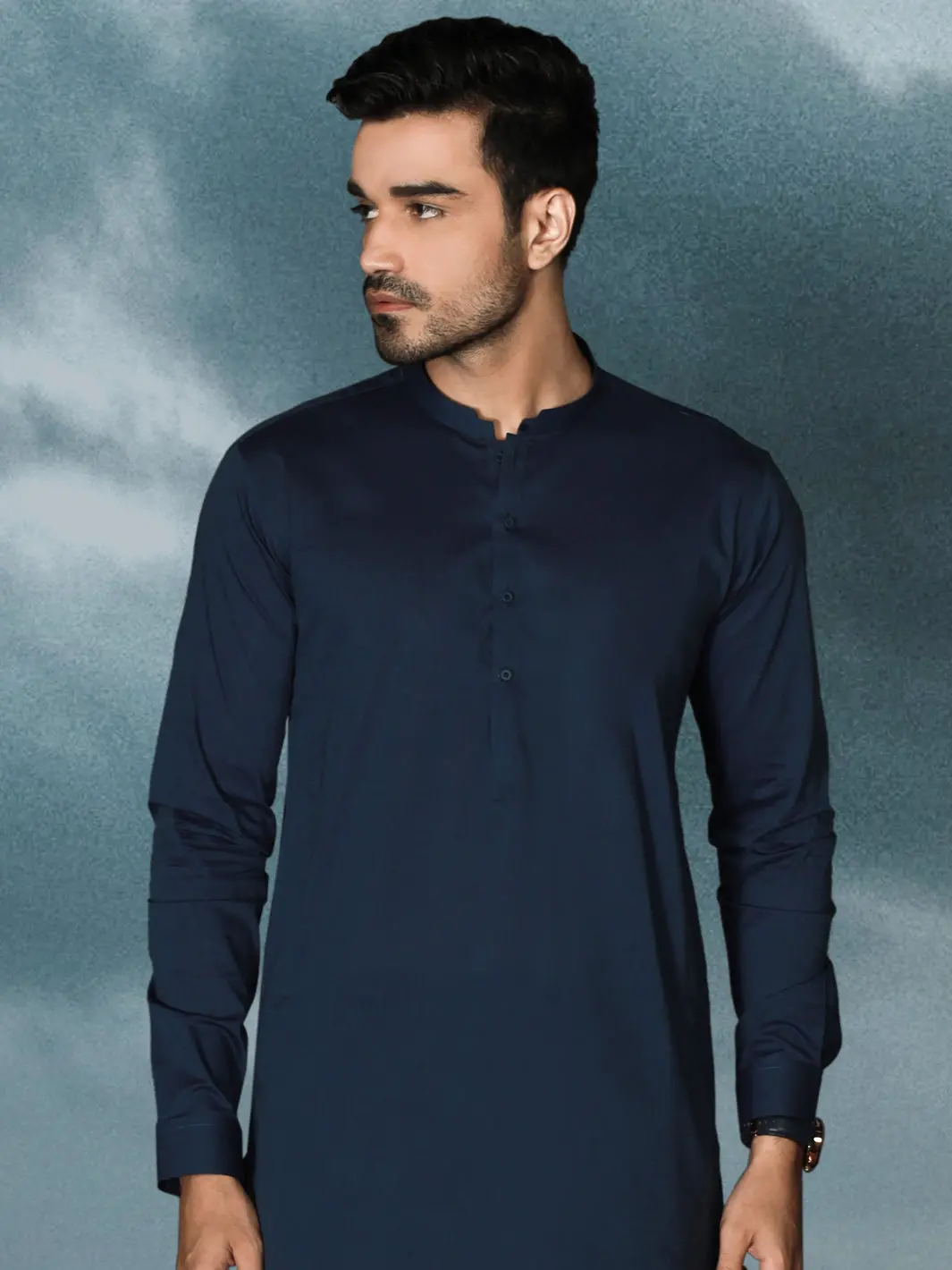 Dark Blue Cotton Men Unstitched Fabric - Al-Maharaja-22 2