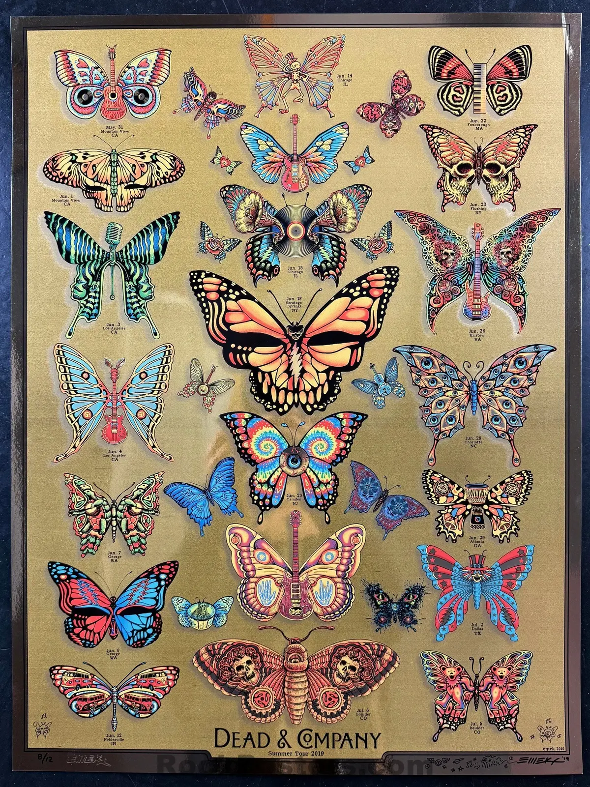 Auction -  Dead & Company - Summer Tour '19 - Emek - Gold Foil Variant - Ap Edition Of 12 - Near Mint Minus 1