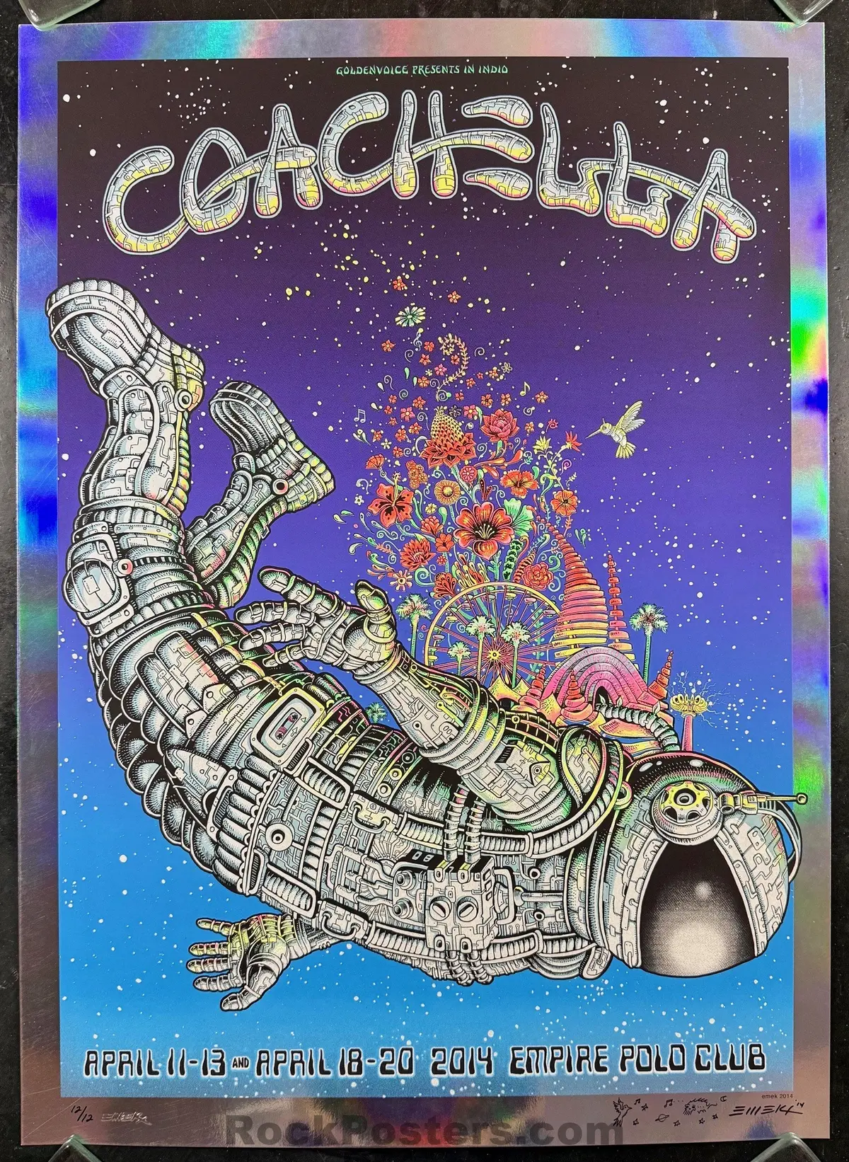 Auction - Coachella '14 - Vip Blue Foil Variant - Edition Of 12 - Emek - Near Mint 1