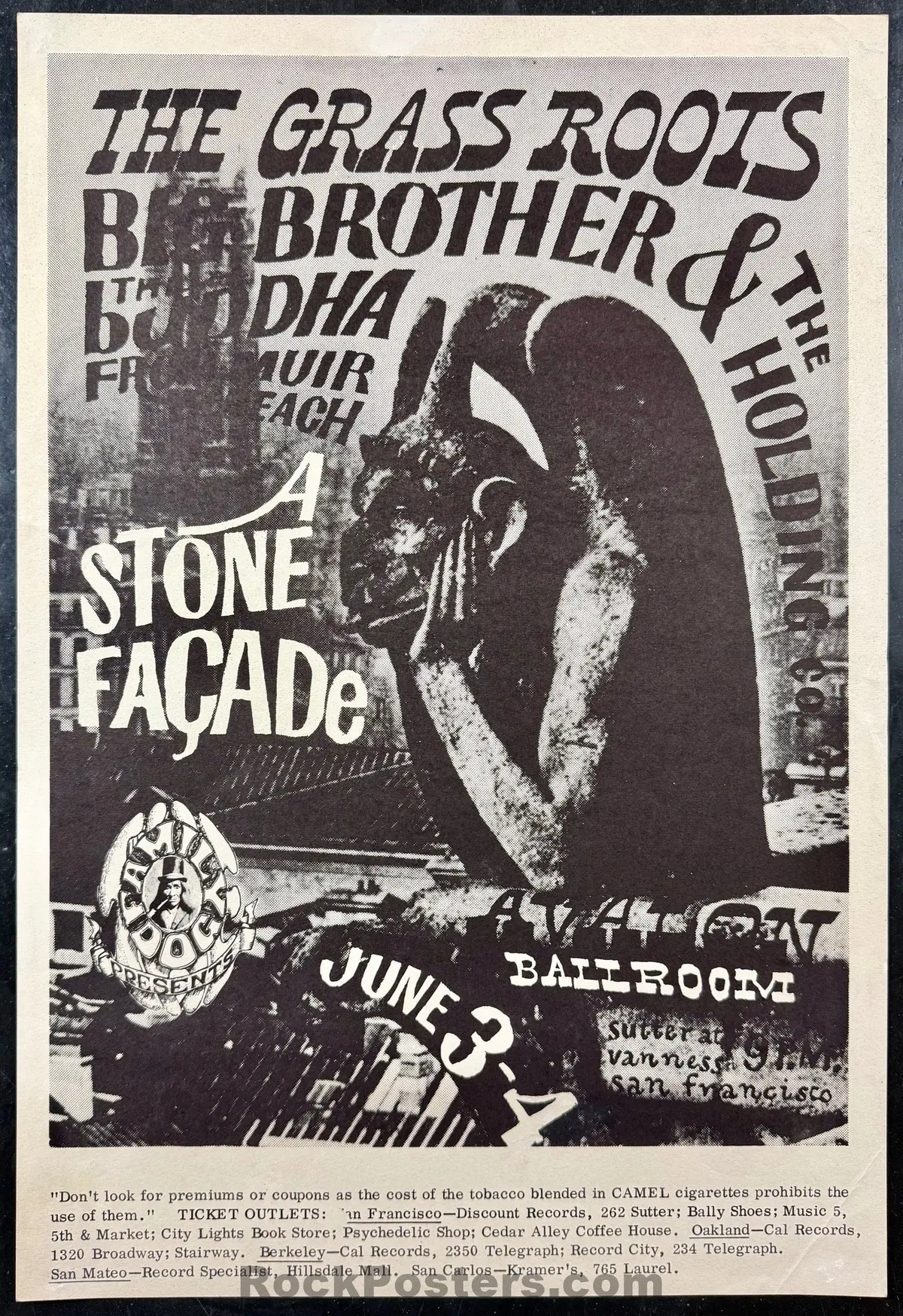 Auction - Fd-11 - Big Brother/Grass Roots - Victor Moscoso - 1966 Poster - Avalon Ballroom - Very Good 1