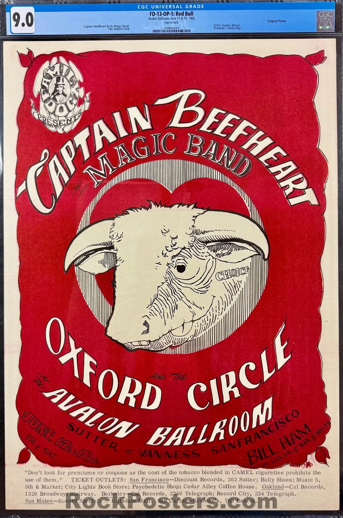 Auction - Fd-13 - Captain Beefheart - Mouse & Kelley - 1966 Poster  - Avalon Ballroom - Cgc Graded 9.0 1