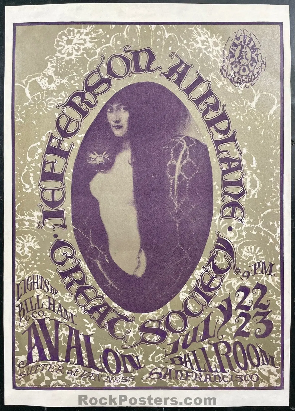 Auction - Fd-17 - Jefferson Airplane - Mouse & Kelley - 1966 Poster - Avalon Ballroom - Very Good 1