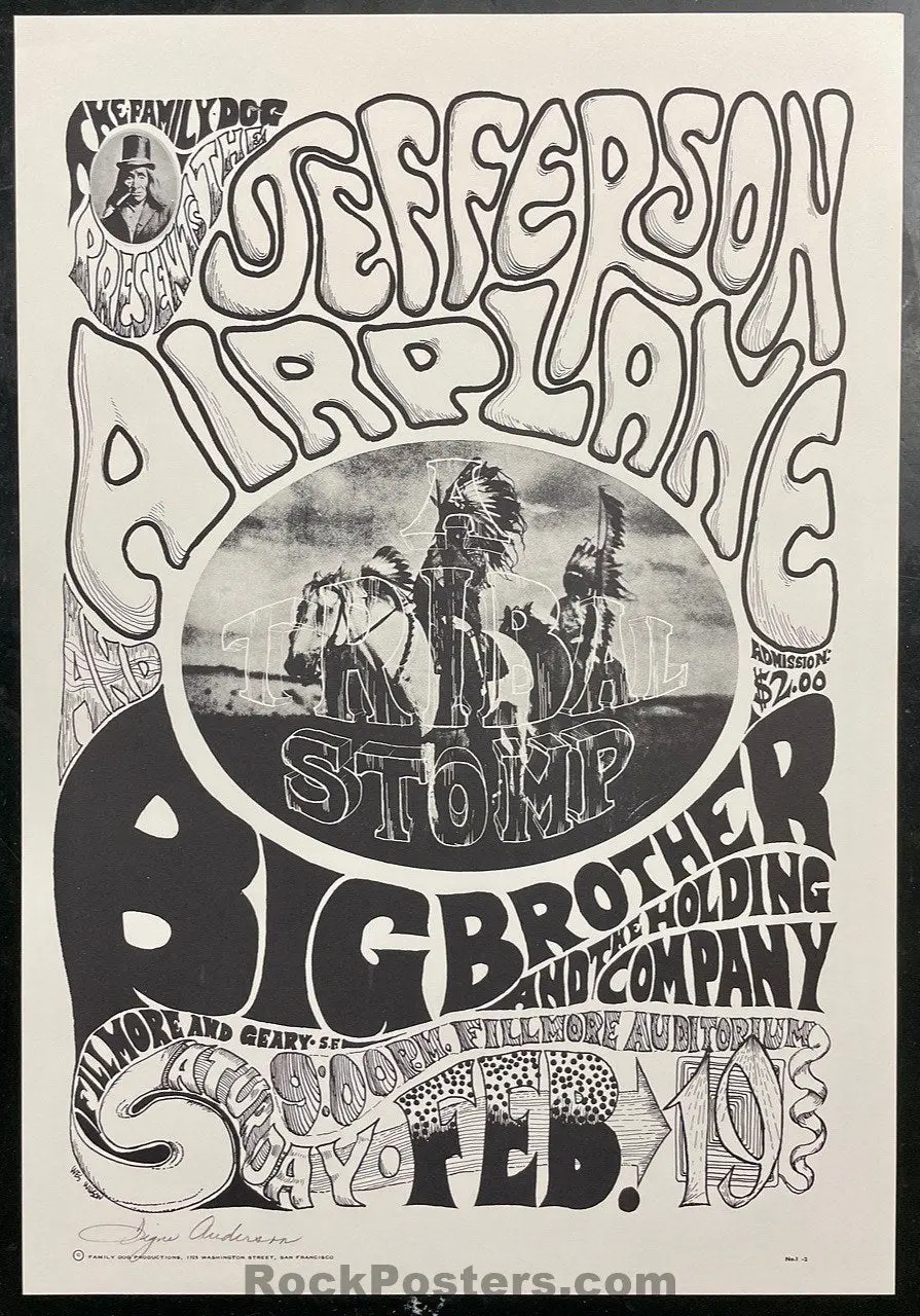 Auction - Fd-1-Rp-2 - Jefferson Airplane - Signe Anderson Signed - Wes Wilson - 1967 Poster -  Fillmore Auditorium - Near Mint 1