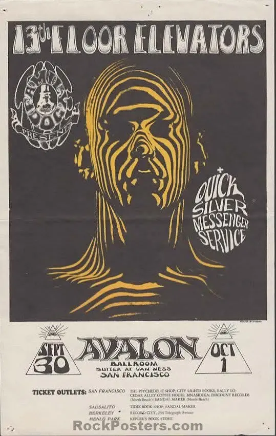 Auction - Fd-28 - 13 Floor Elevators - 1St Mailer - 1966 Handbill - Avalon Ballroom - Excellent 1