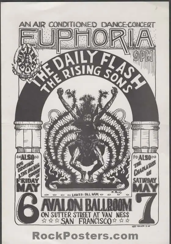 Auction -  Fd-7 - Euphoria - Wes Wilson - 1966 Handbill - Avalon Ballroom - Excellent 1