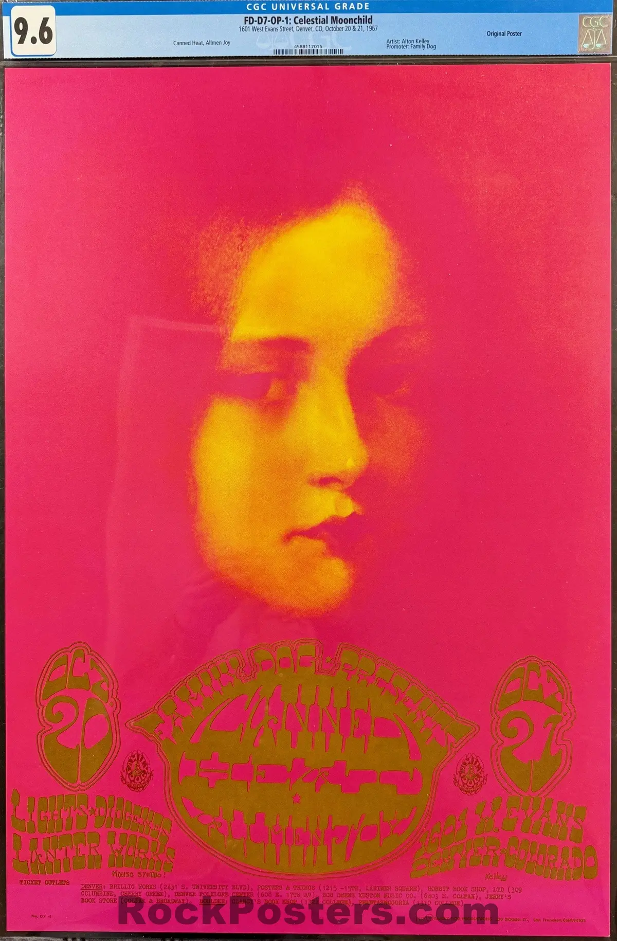 Auction - Fdd-7 - Canned Heat - Stanley Mouse - 1967 Poster - Family Dog Denver - Cgc Graded 9.6 1