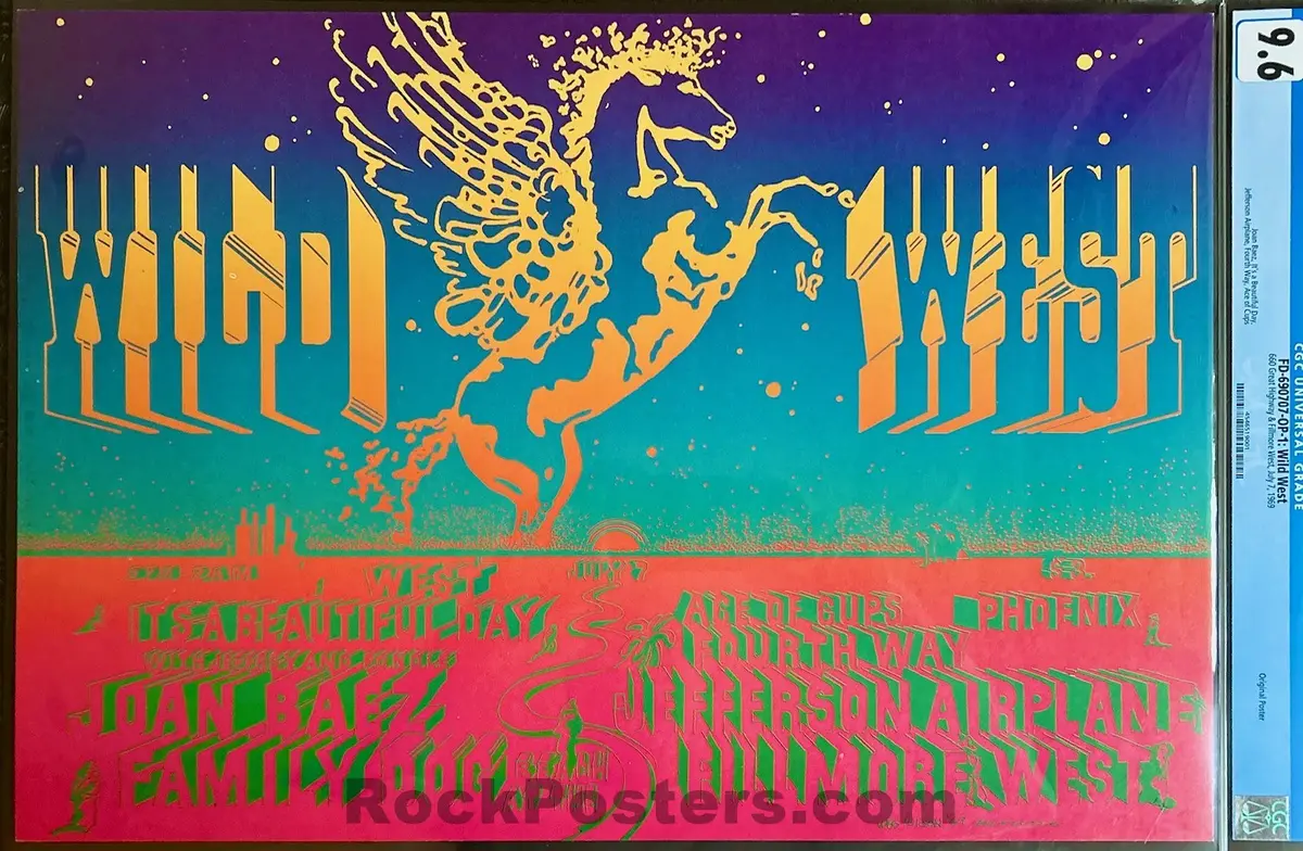 Auction - Fd-690707 - Wild West - Jefferson Airplane - Wilson/Moscoso  - 1969 Poster - Fillmore West - Cgc Graded 9.6 1