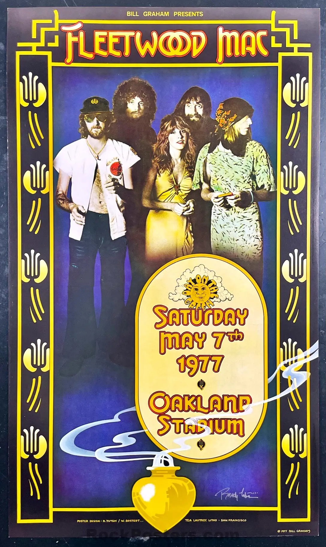 Auction - Fleetwood Mac - Randy Tuten Signed - 1977 Poster - Oakland Stadium - Near Mint Minus 1
