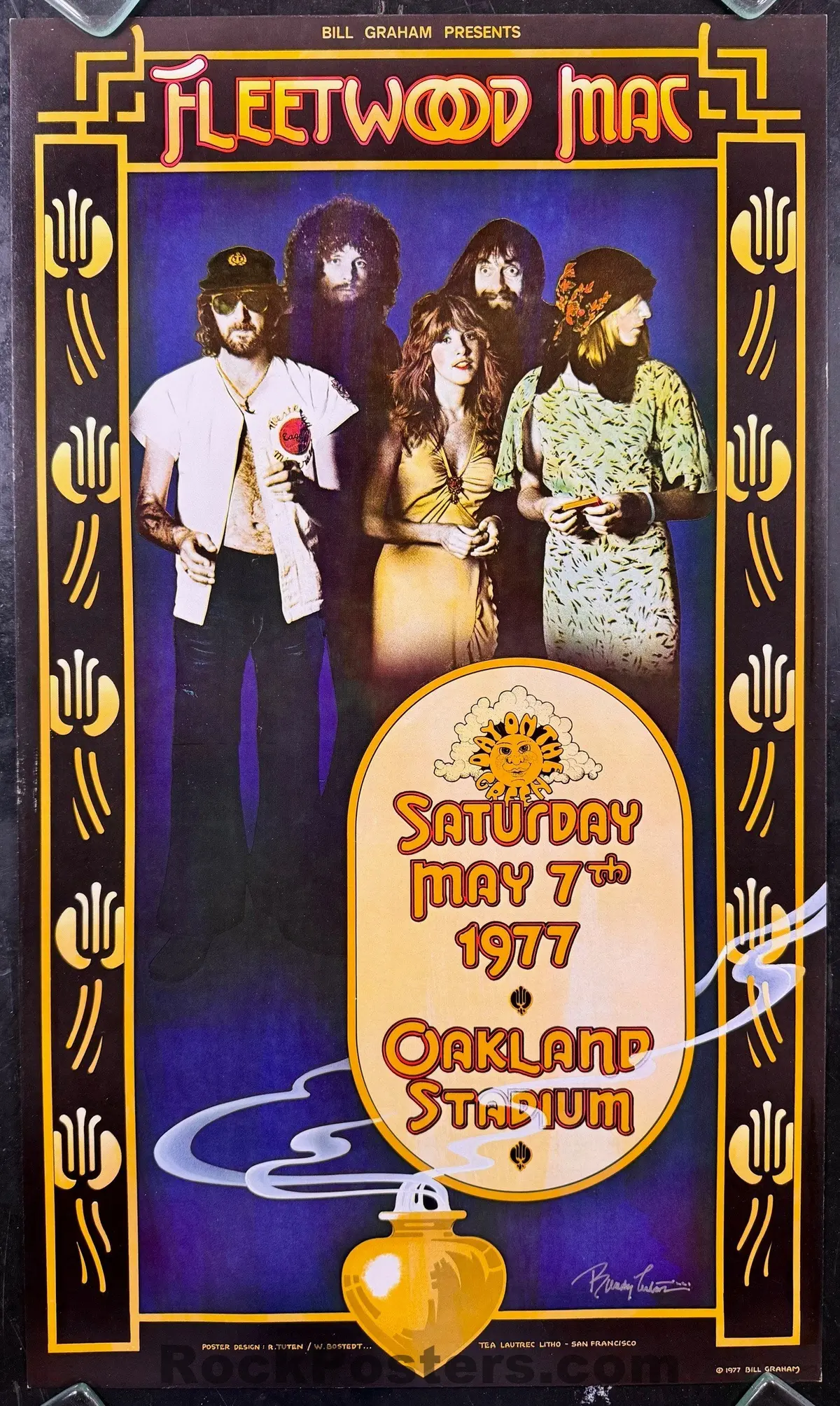 Auction - Fleetwood Mac - Randy Tuten Signed - 1977 Poster - Oakland Stadium - Near Mint Minus 1