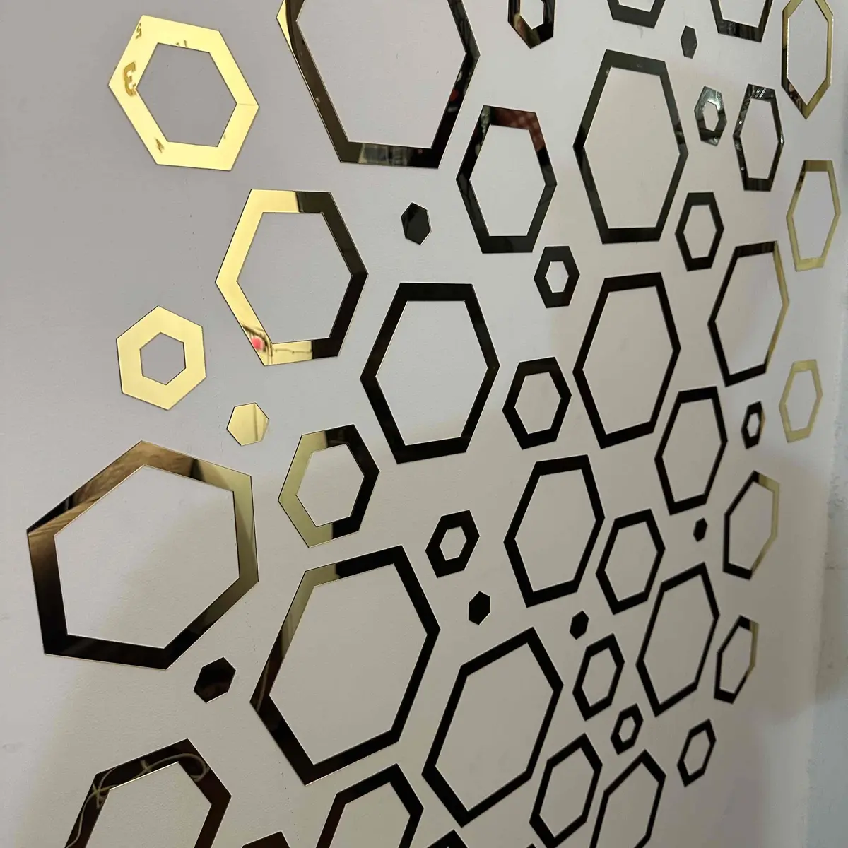Acrylic Self Adhesive Wall Decor Mirrors Hexa Rings 1