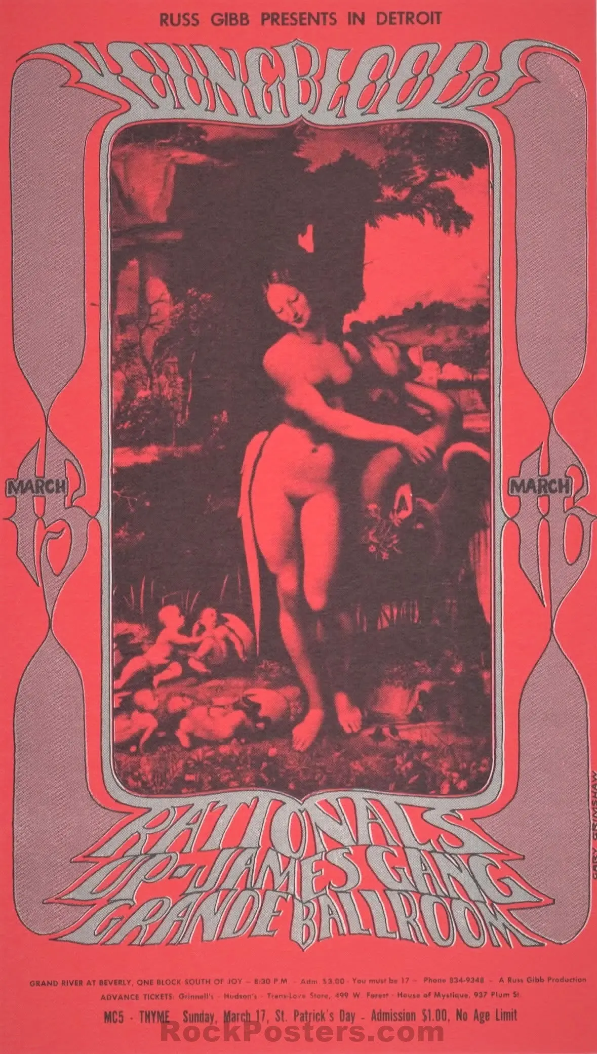 Gb-28 - Youngbloods - 1968 Postcard - Grande Ballroom - Near Mint 1