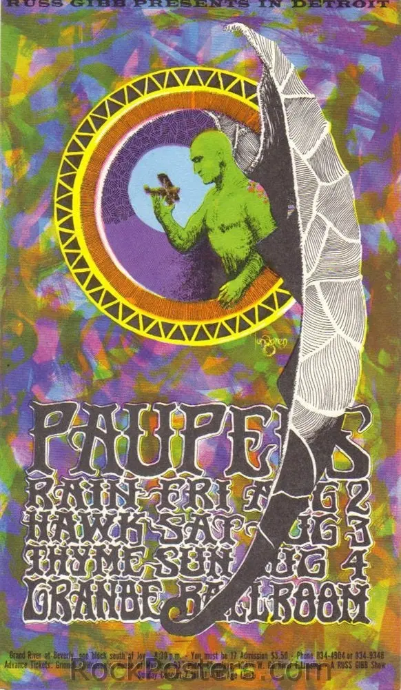 Gb-47 - Paupers - 1968 Postcard - Grande Ballroom - Mint 1