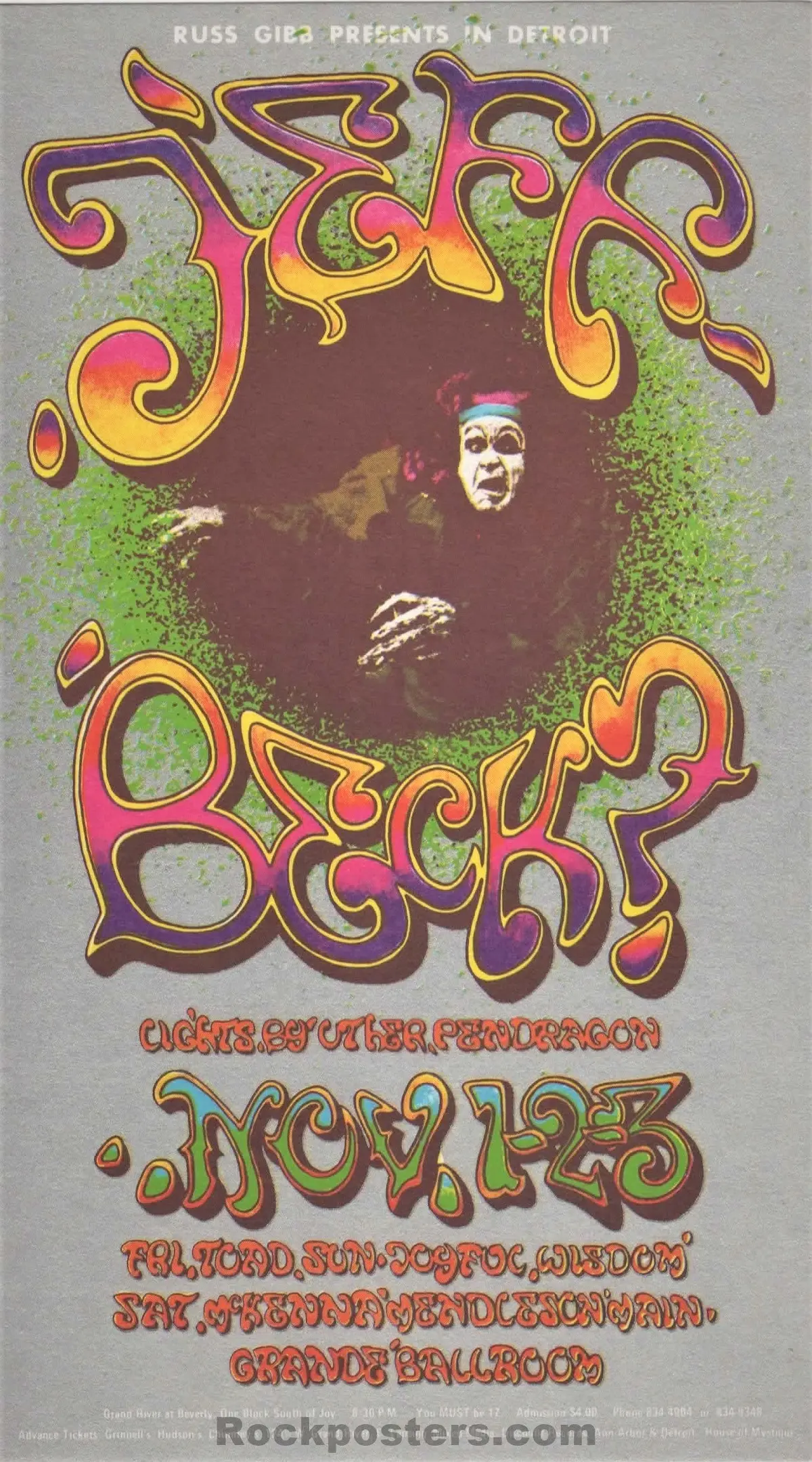 Gb-62 - Jeff Beck Group - 1968 Postcard - Grande Ballroom - Near Mint 1