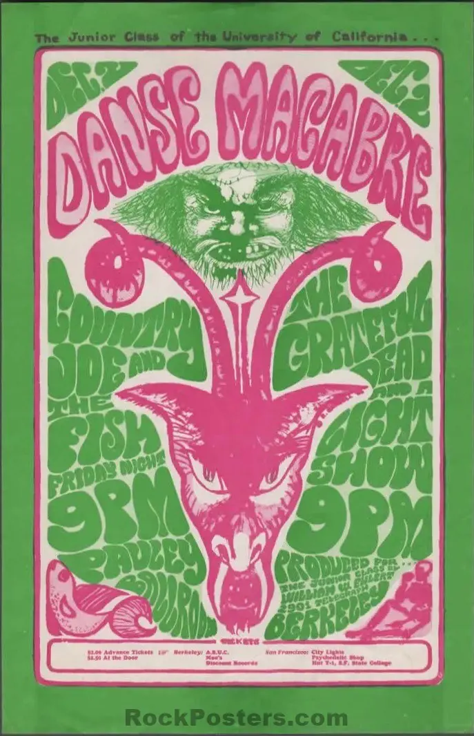 Auction - Grateful Dead - Danse Macabre - 1966 Handbill - Pauley Ballroom, Berkeley - Excellent 1