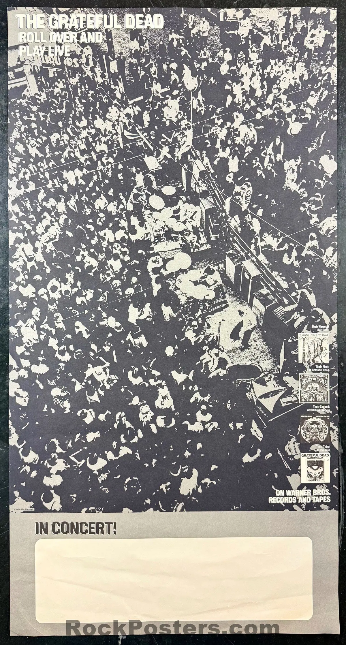 Auction - Grateful Dead -  Roll Over And Play Live - Jim Marshall - 1969 Tour Blank - Warner Brothers Promo Poster - Excellent 1