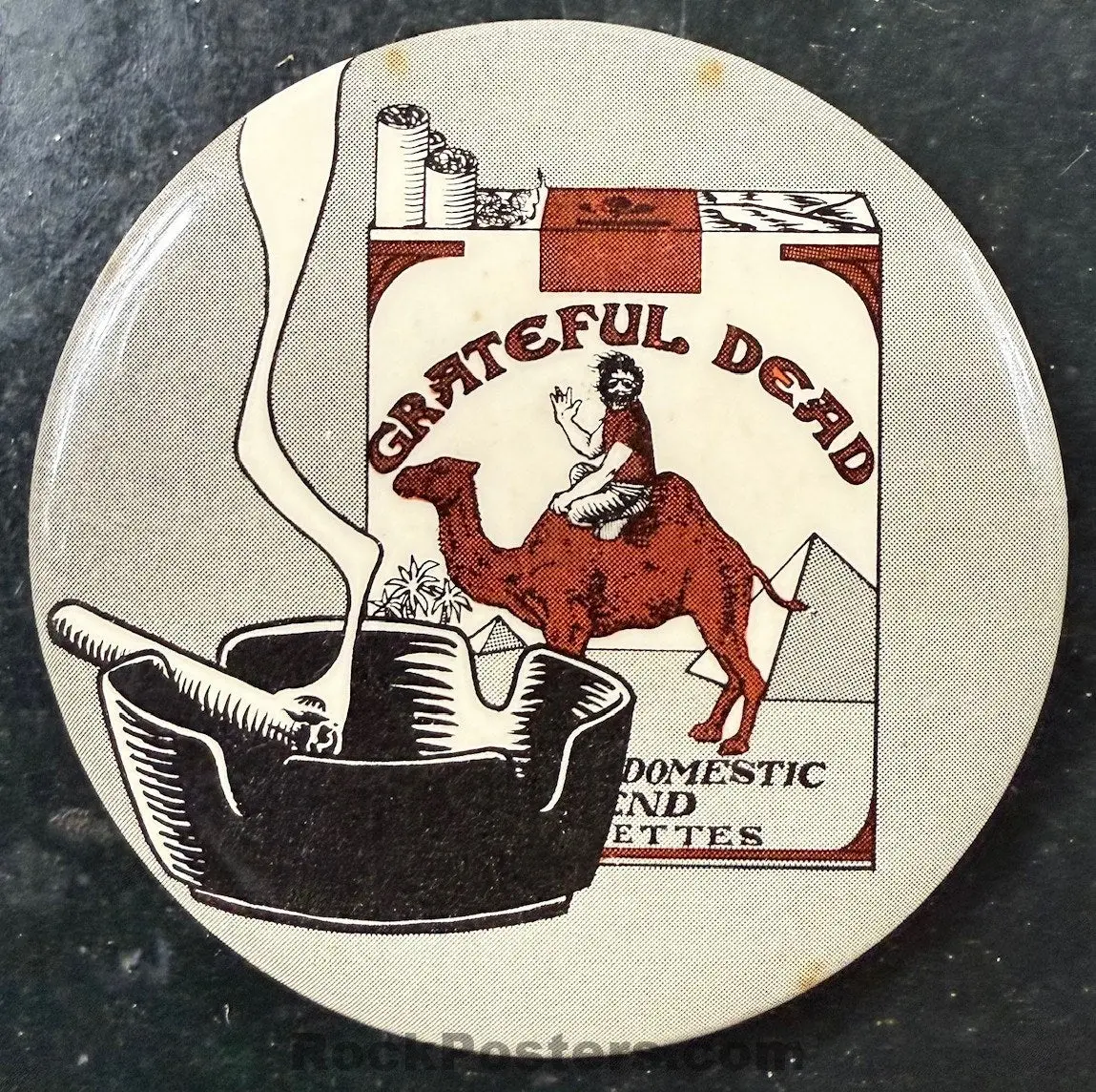 Auction - Grateful Dead - Garcia On A Camel - Egypt - 1970S Pinback Button - Near Mint 1