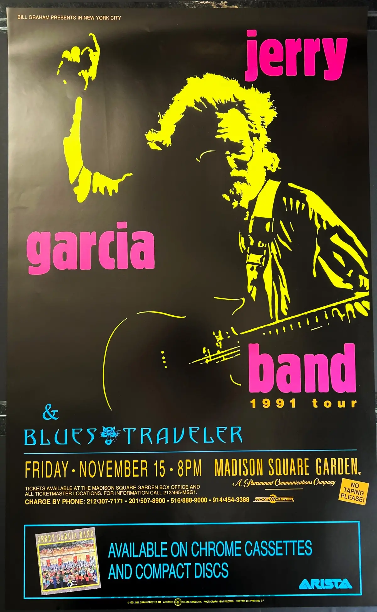 Auction - Jerry Garcia Band - Madison Square Garden - Nyc 1991 Poster - Near Mint Minus 1