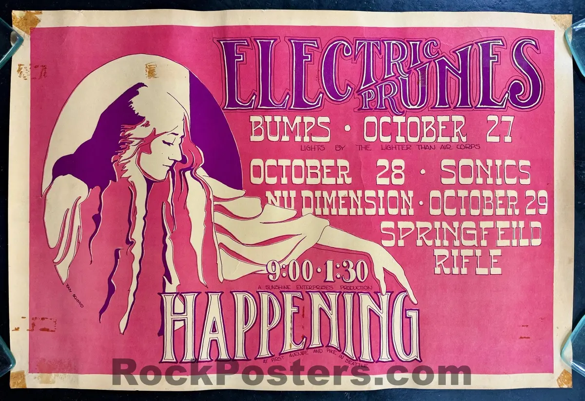 Auction - Electric Prunes/Sonics - 1967 Poster - Happening - Seattle, Wa - Very Good 1