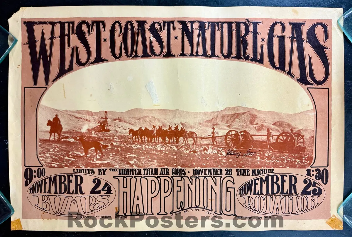 Auction -  West Coast Natural Gas - 1967 Poster - Happening - Seattle, Wa - Very Good 1