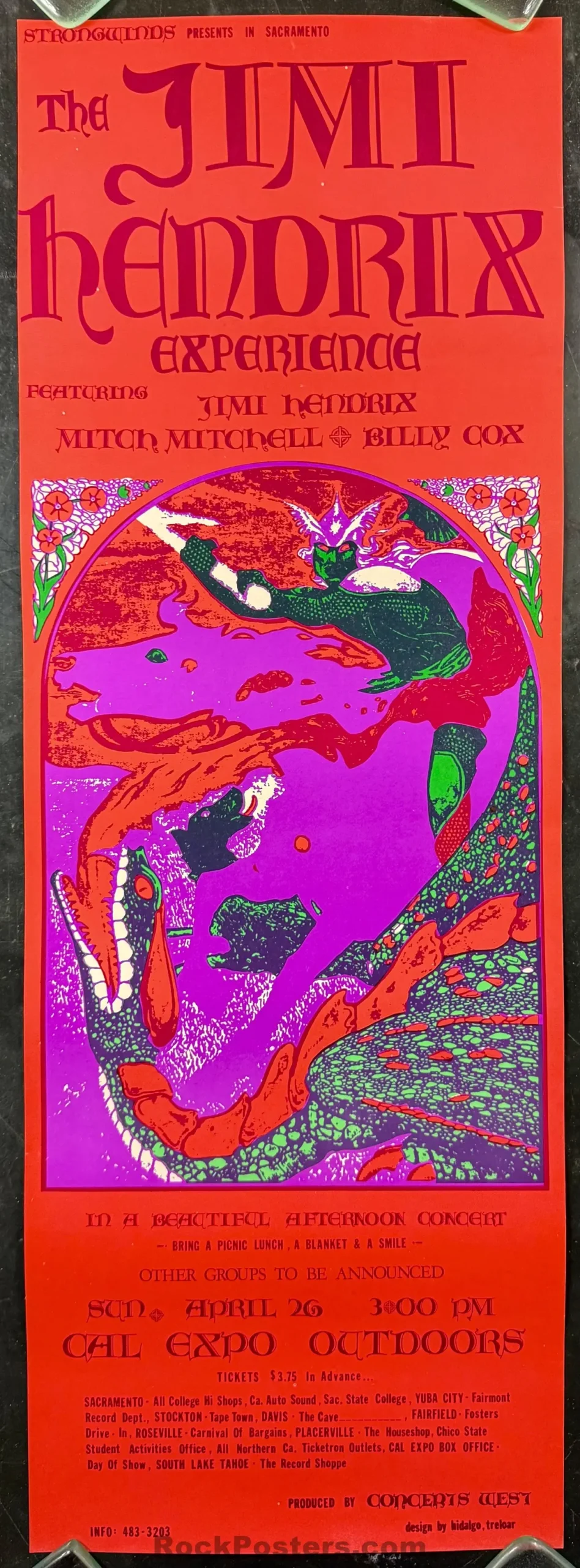 Auction - Jimi Hendrix Experience - 1970 Poster - Sacramento Ca - Excellent 1