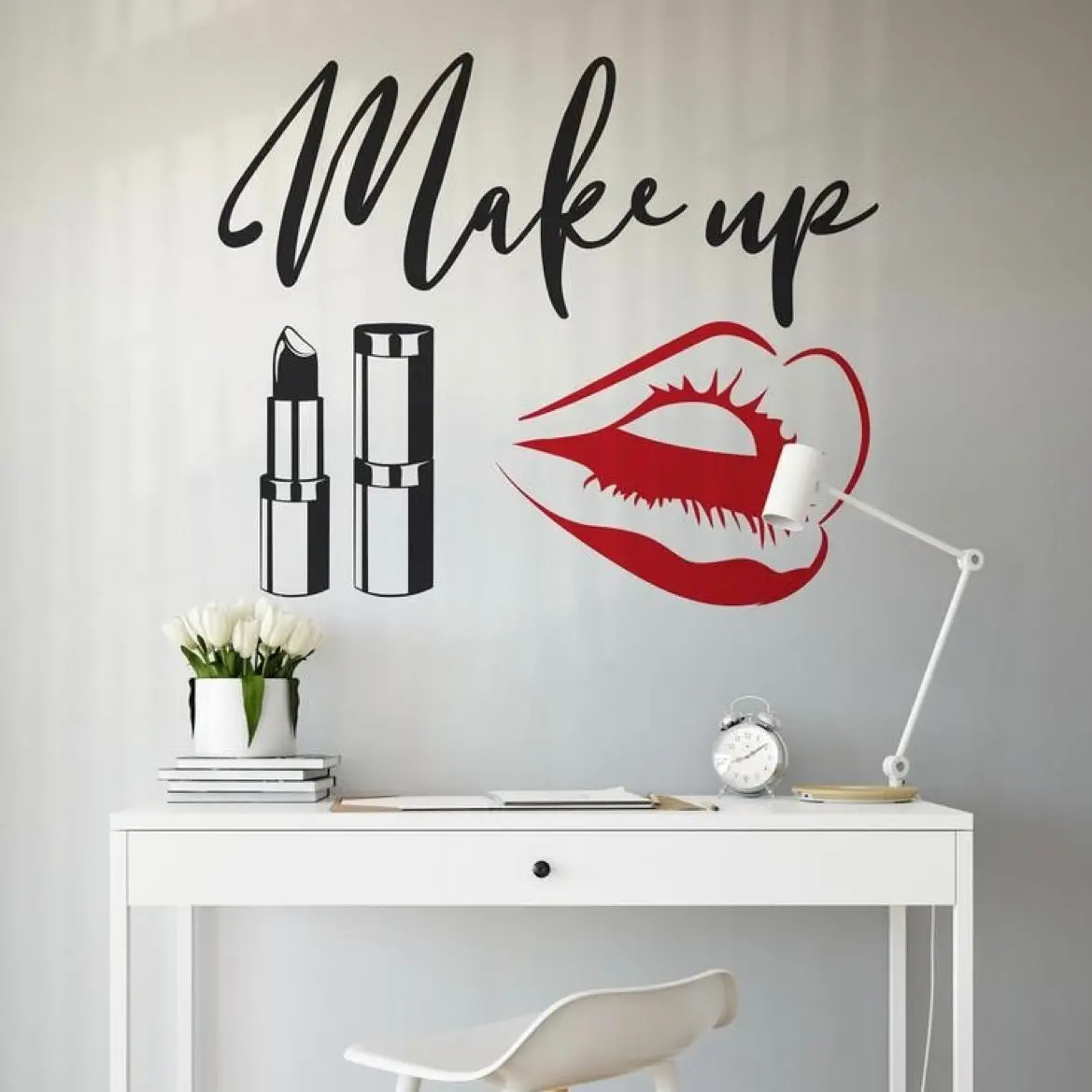 Make Up Wall Art For Salon Black And Red Lips 1