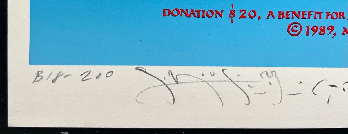 Auction - Artist Rights Today - Jerry Garcia - Griffin, Wilson, Kelley - Mouse & Moscoso Signed - 1989 Poster - Near Mint Minus 2