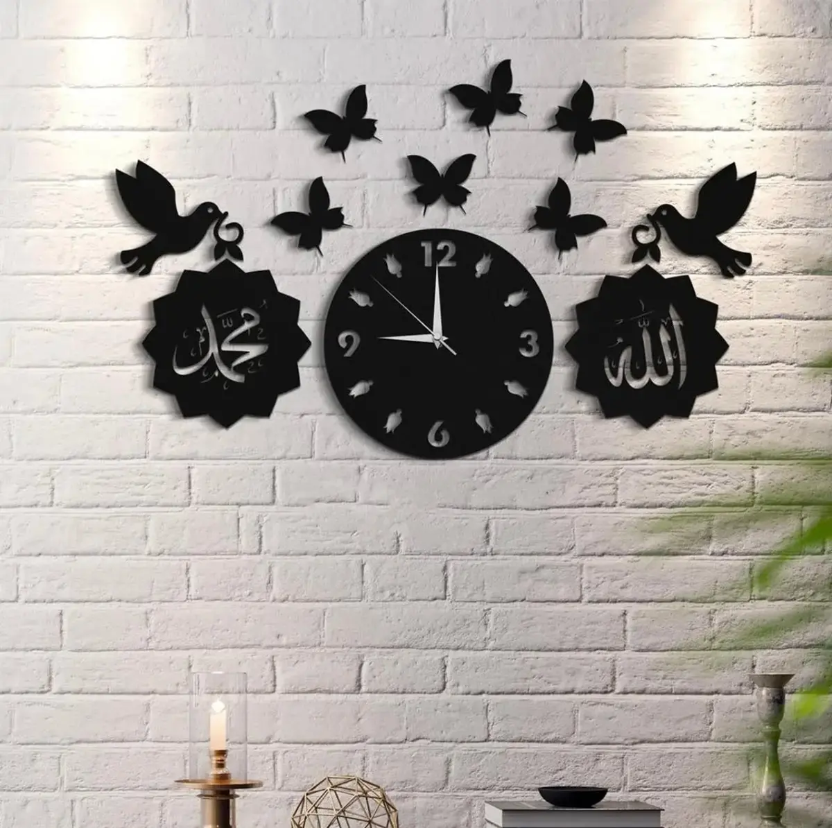 3D Wooden Wall Clock 40 Inches Islamic Clock 1