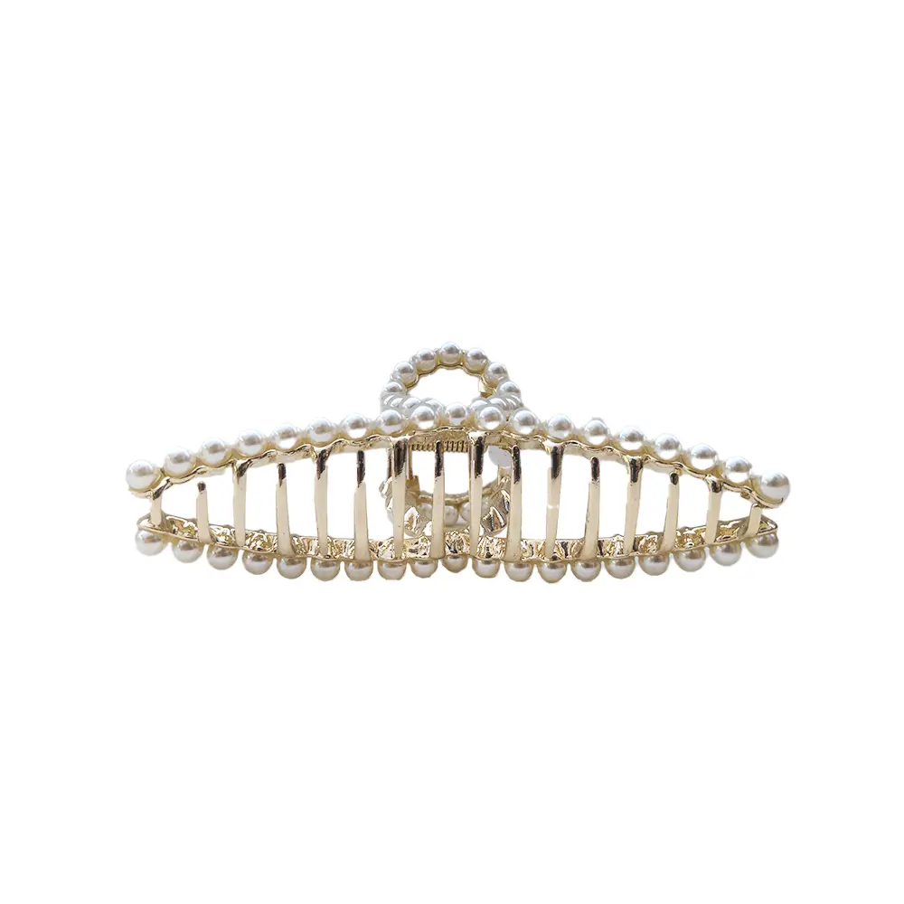 11Cm Single Row Of Imitation Pearl Alloy Hair Claw Clip 1