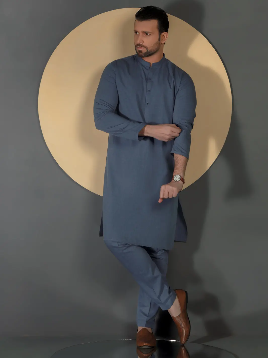 Indigo Blended Men Unstitched Fabric - Al-Nizam-22 1