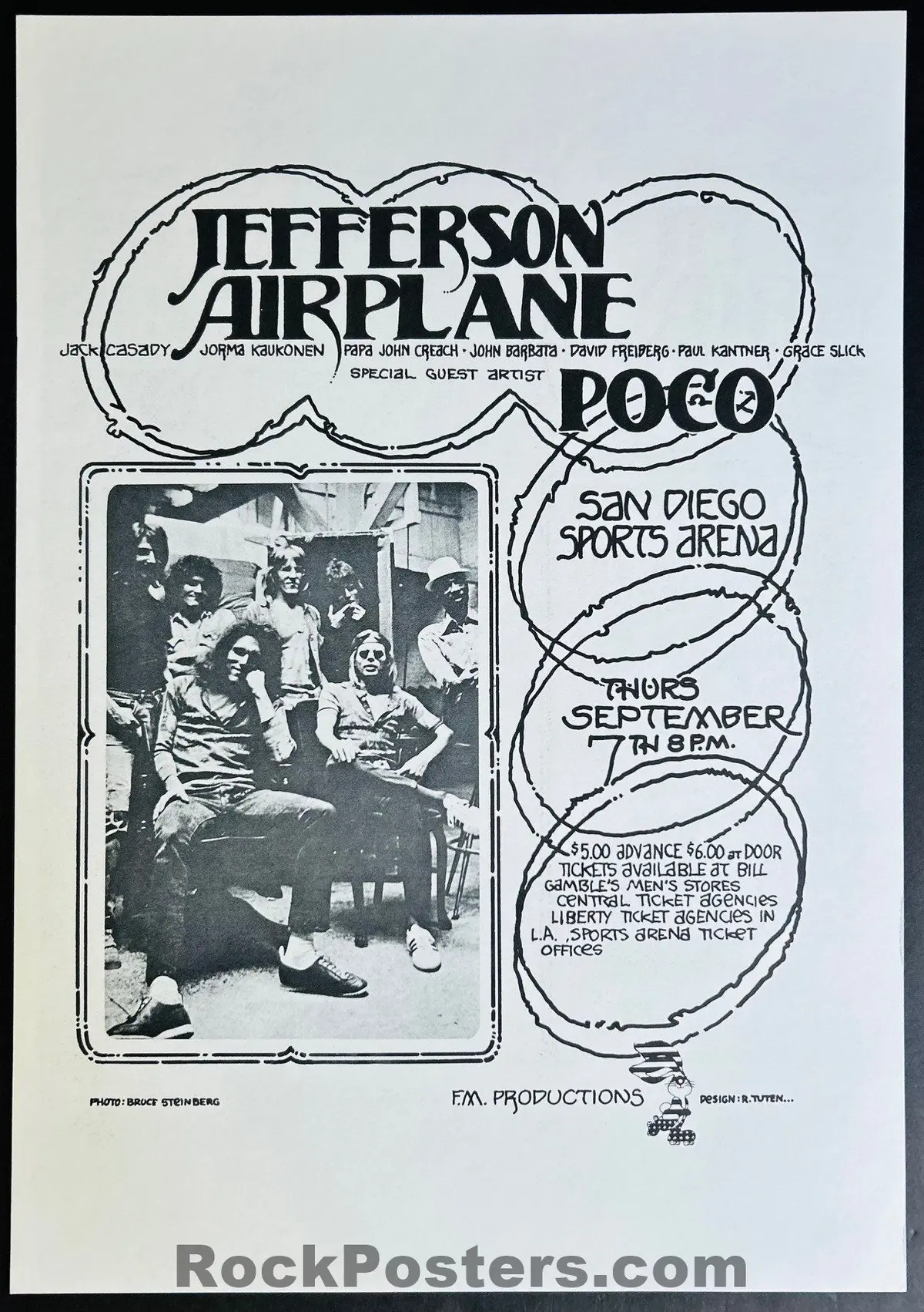 Auction - Jefferson Airplane & Poco - San Diego 1972 - Randy Tuten - Original Poster - Near Mint 1