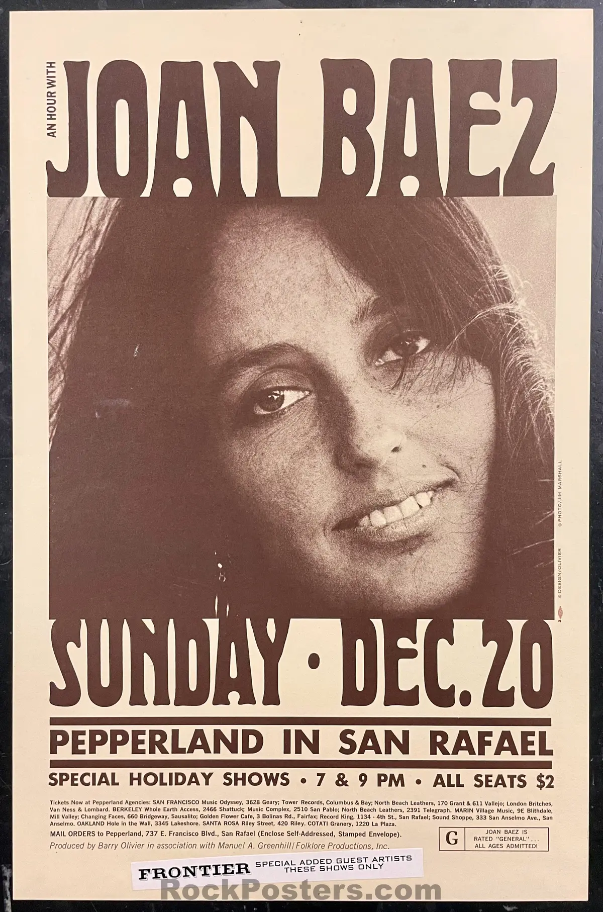 Auction - Joan Baez - Pepperland - 1970 Concert Poster - Excellent 1