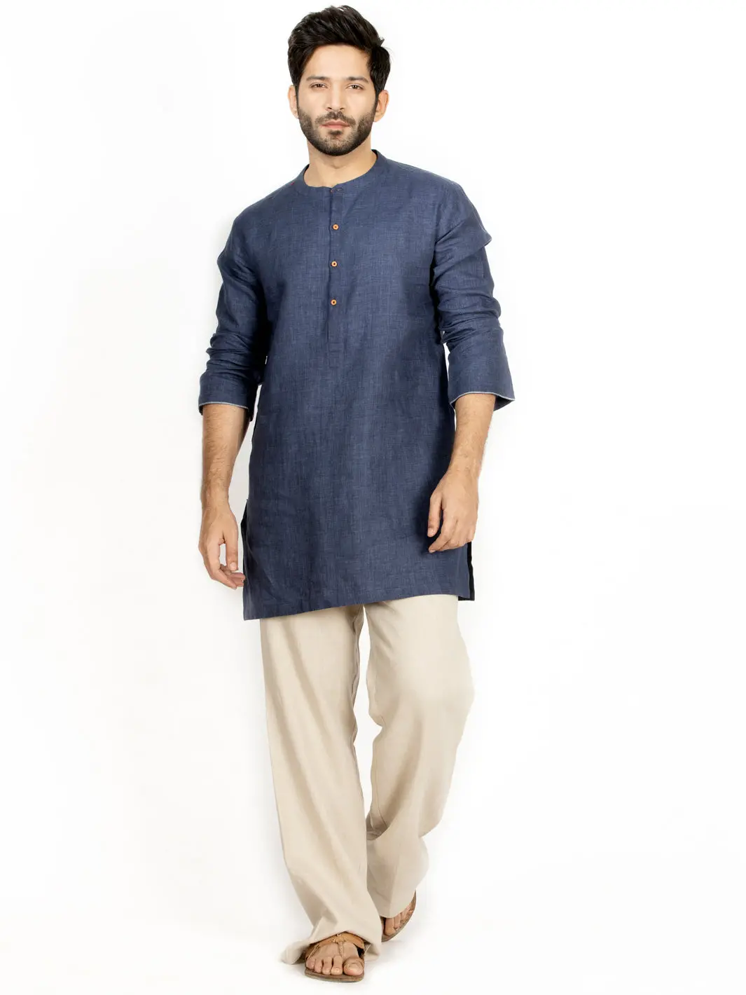 Blue Linen Short Kurta - Alcr-K-026 1