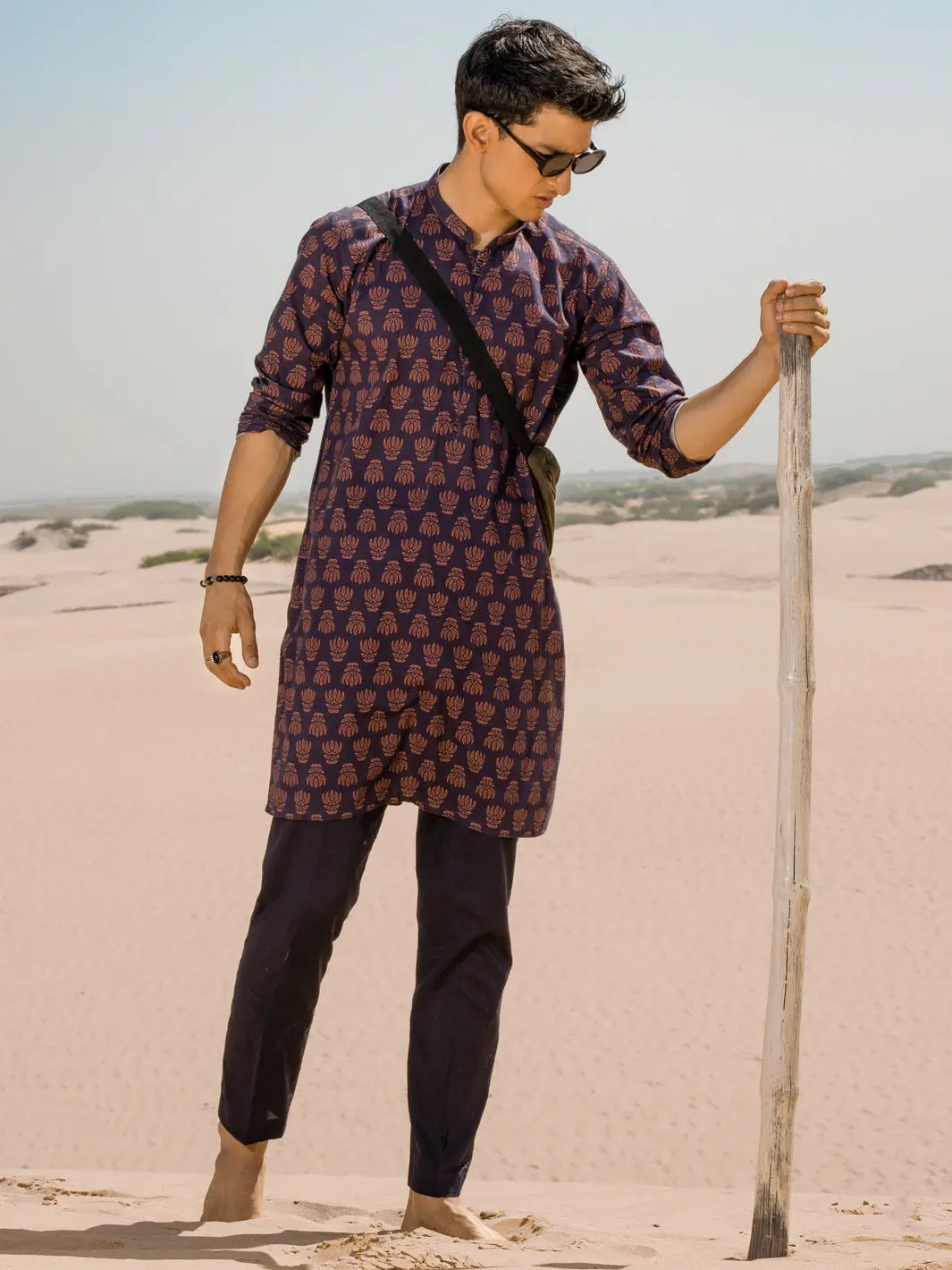 Blue Linen Short Kurta - Alcr-K-038 1