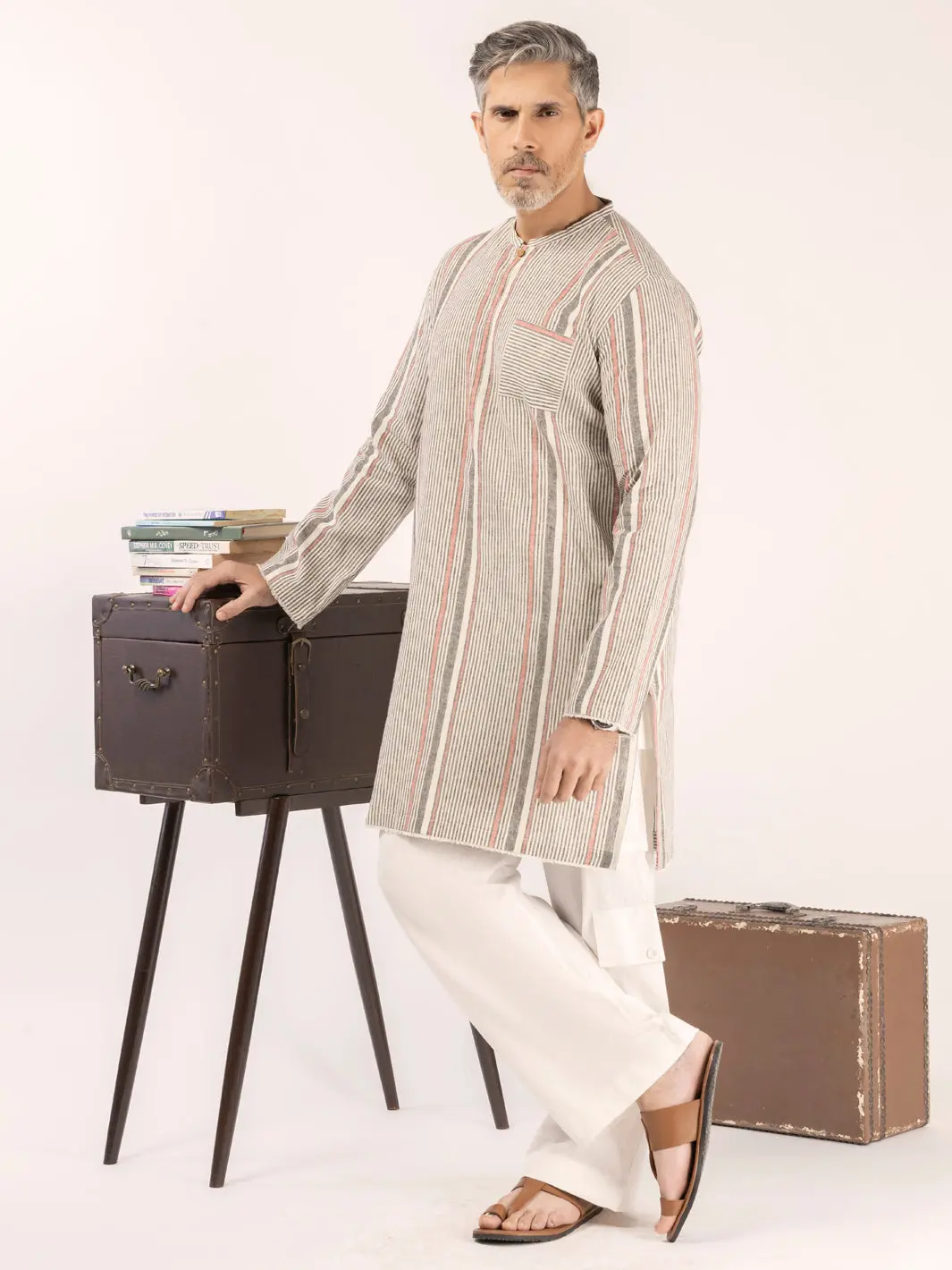 Multi Stripe Blended Kurta - Alcr-K-048 1